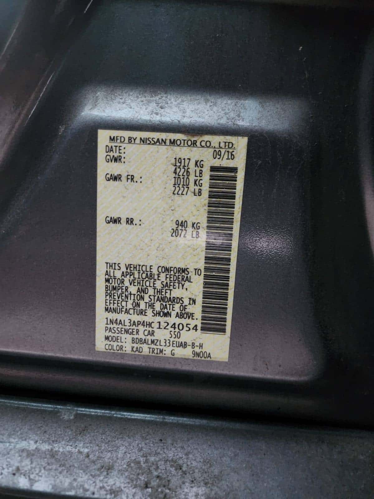 NISSAN ALTIMA 2017 thumbnail 7