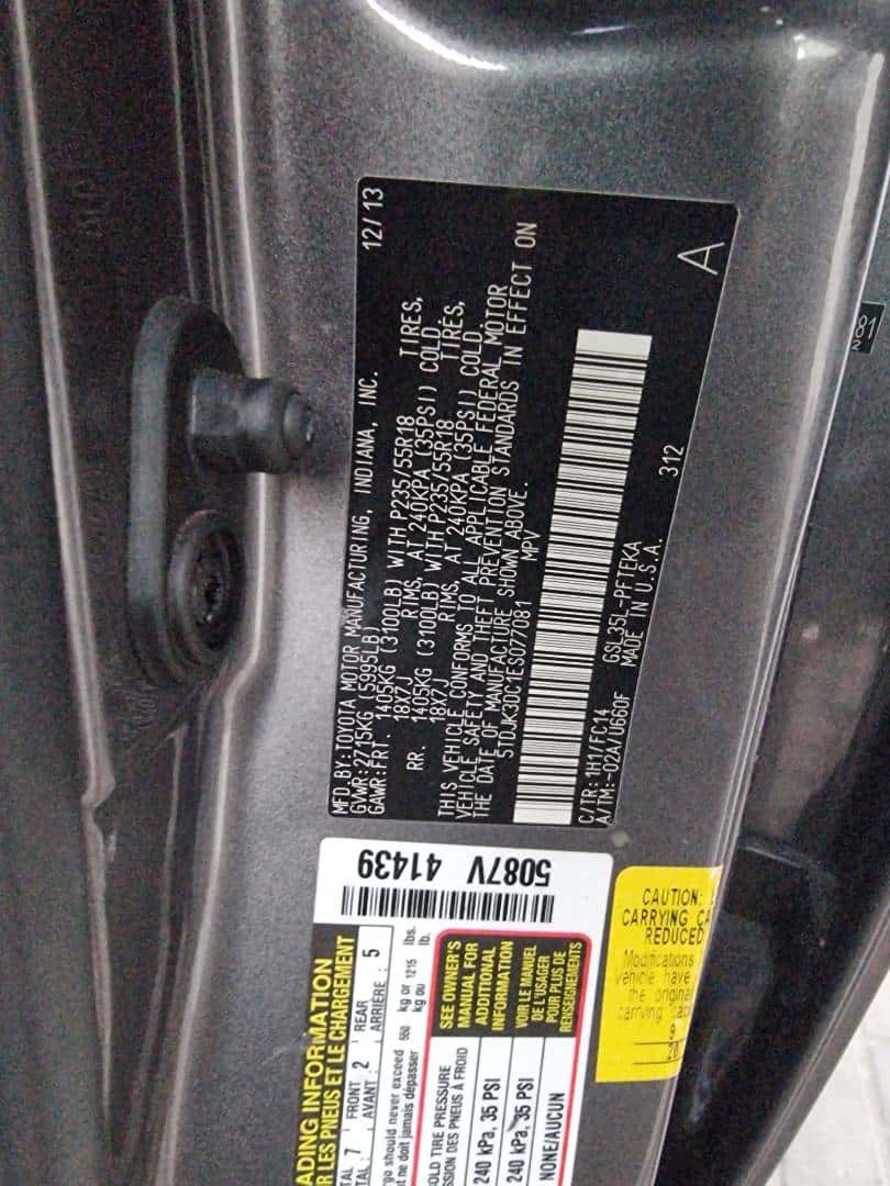 TOYOTA SIENNA 2014 thumbnail 7