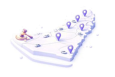 Illustrated map showing Carwa auction coverage across the UAE
